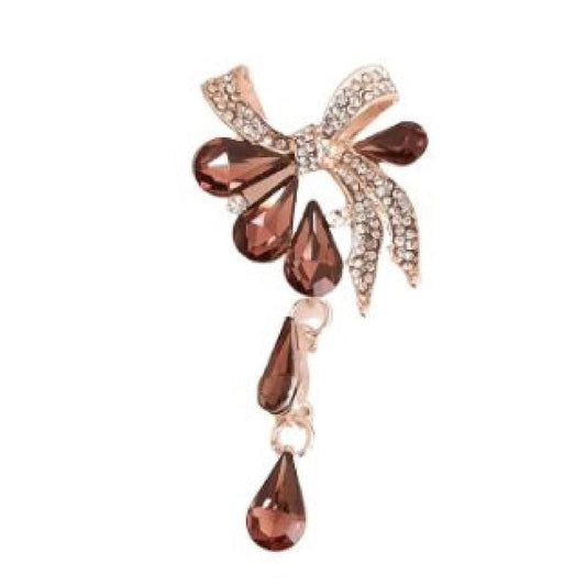 Brown Crystal Drop Ladies Brooch