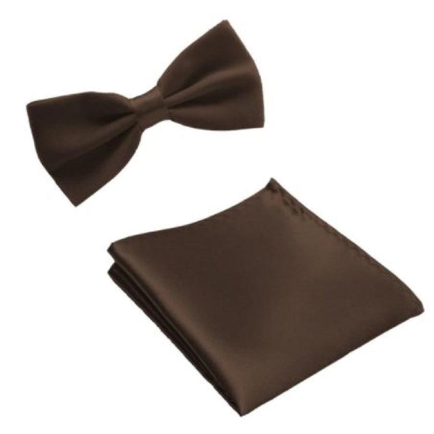 Brown Dickie Bow Tie And Hanky Set