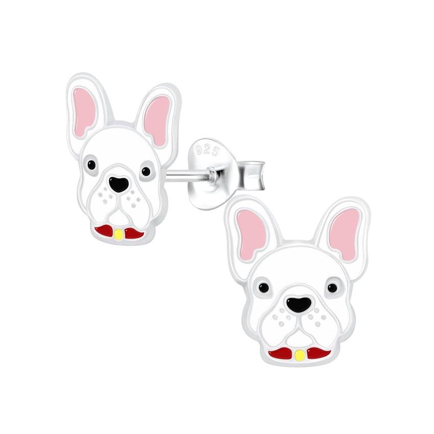 Bulldog Face Sterling Silver Earrings