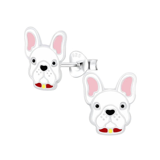 Bulldog Face Sterling Silver Earrings