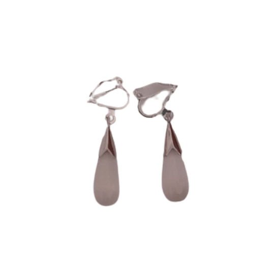 Bullet Drop Pearl Clip On Earrings
