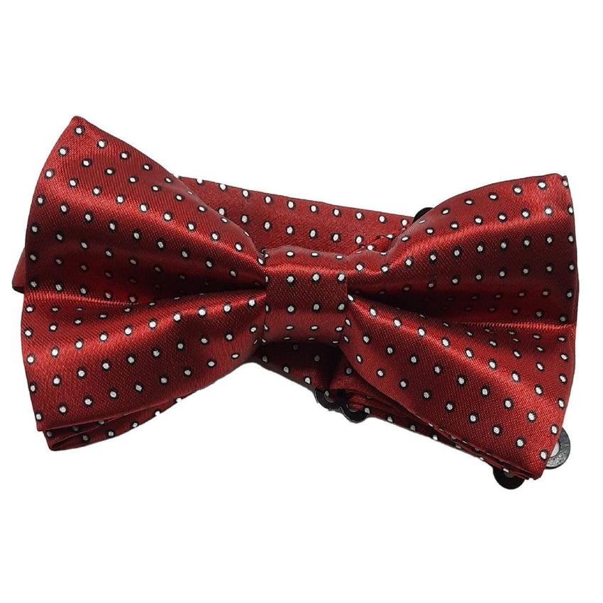 Burgundy With White And Black Circles Bow Tie