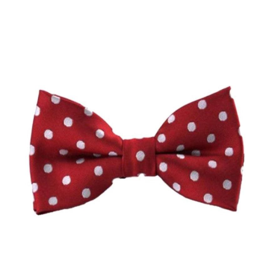 Burgundy With White Spots Boys Adjustable Bow Tie