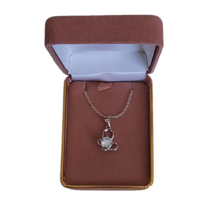 Butterfly Silver Pendant With a Solitaire White Stone Centre