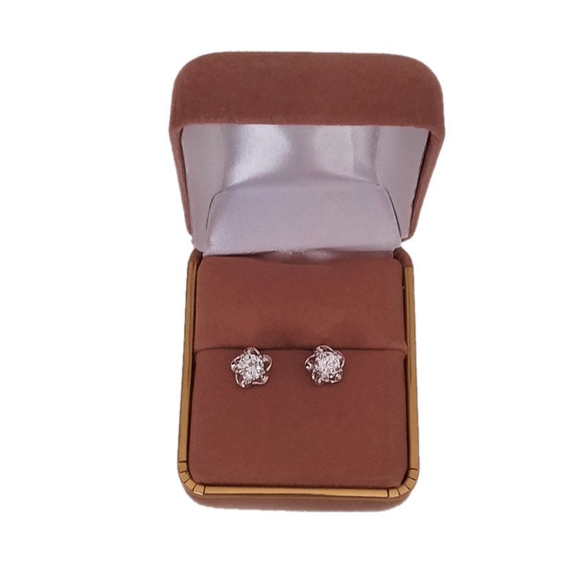 CZ Small Sterling Silver Flower Earrings(2)