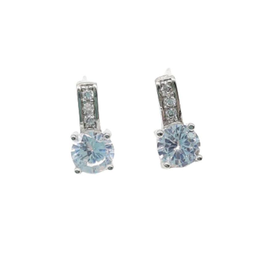 CZ Stone Slight Drop Sterling Silver Earrings