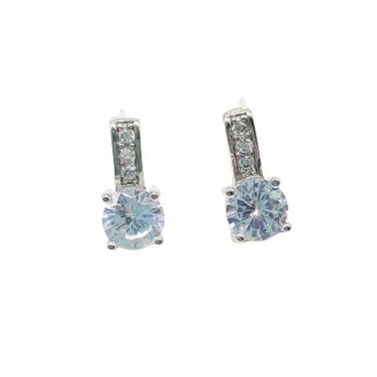 CZ Stone Slight Drop Sterling Silver Earrings