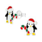 Candy Cane Penguin Sterling Silver Earrings
