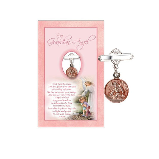 Carded Baby Girl Cot Blessing Guardian Angel Medal