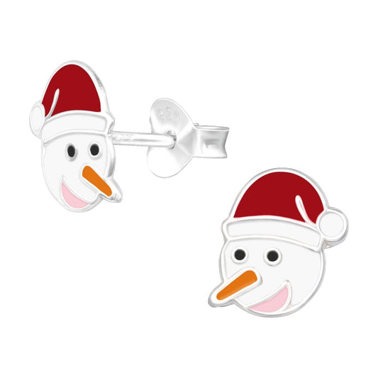 Carrot Nose Snowman Sterling Silver Earrings