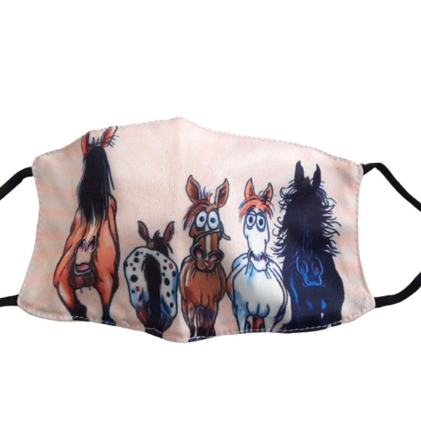Cartoon Horses Face Mask Covering