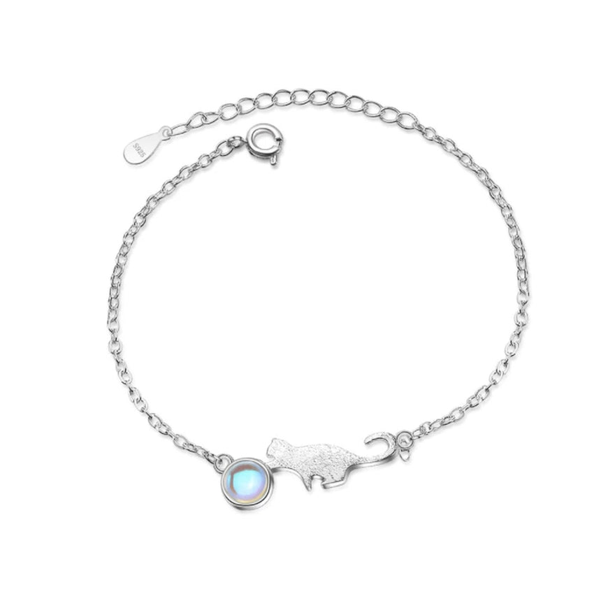 Cat And Ball Small Childs Silver Bracelet