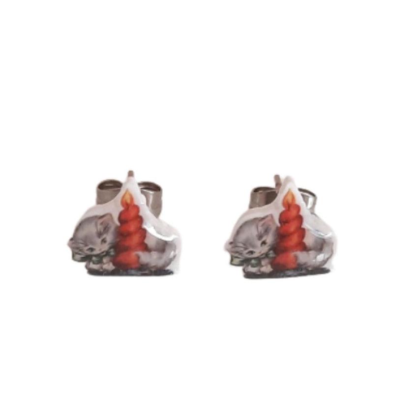 Cat And Candle Acrylic Earrings