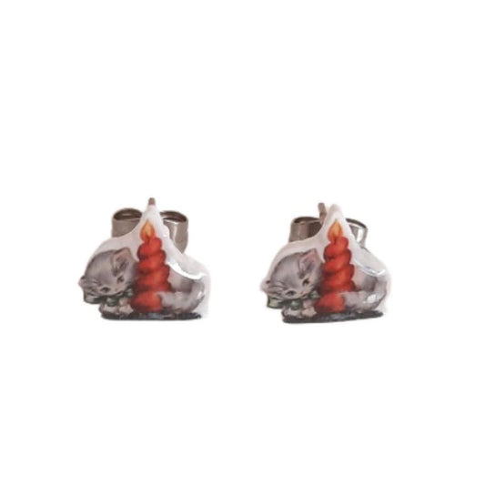 Cat And Candle Acrylic Earrings
