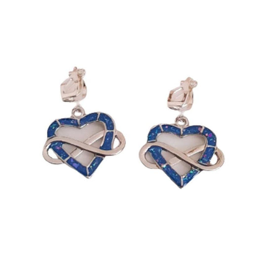 Celtic Twist Heart Blue Clip On Earrings