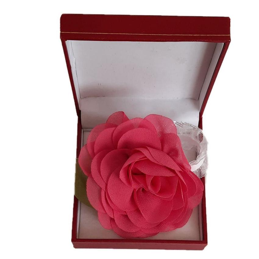 Cerise Pink Chiffon Rose Flower Wrist Corsage