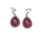 Cerise Pink Diamante Drop Clip On Earrings