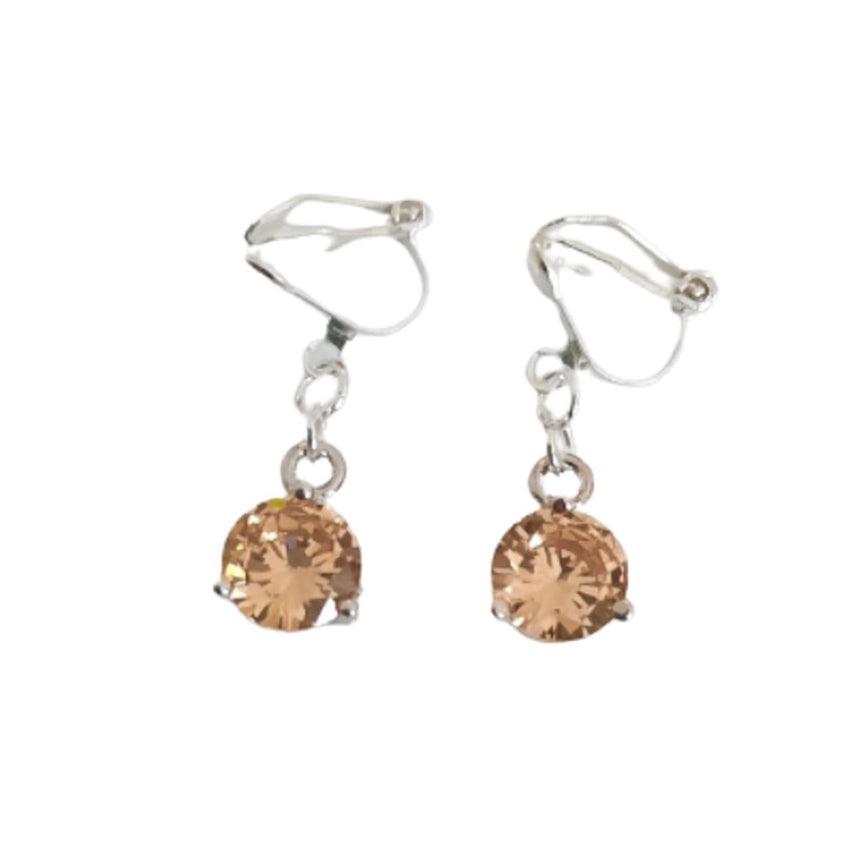 Champagne Colour Drop Clip On Earrings