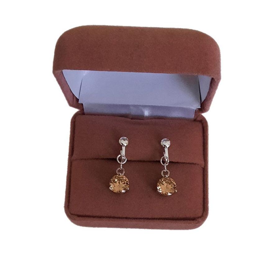 Champagne Colour Drop Clip On Earrings
