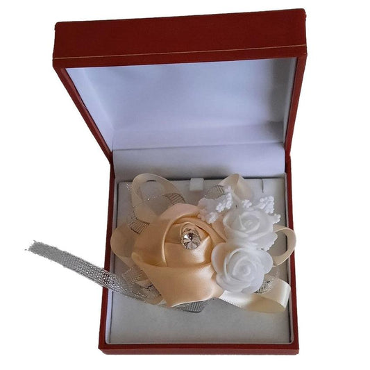 Champagne Flower With a Diamante Centre Wrist Corsage