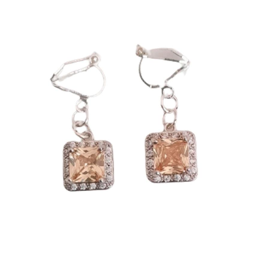 Champagne Gold Diamante Clip On Earrings