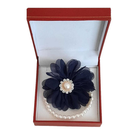 Chiffon Navy Blue Flower Wrist Corsage