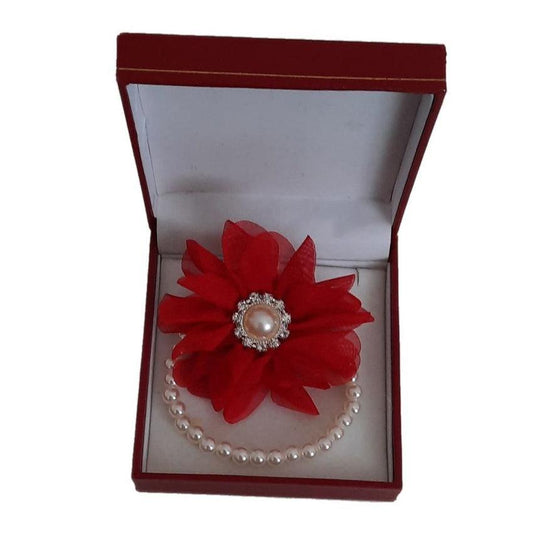 Chiffon Red Flower Wrist Corsage