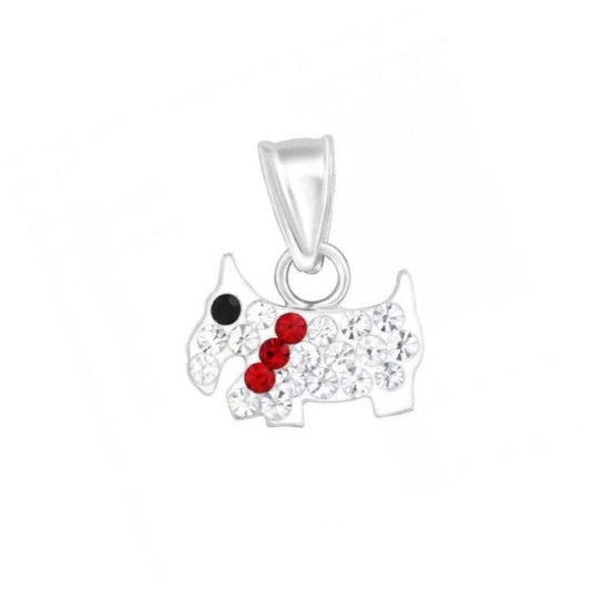 Childrens Crystal Sterling Silver Dog Necklace