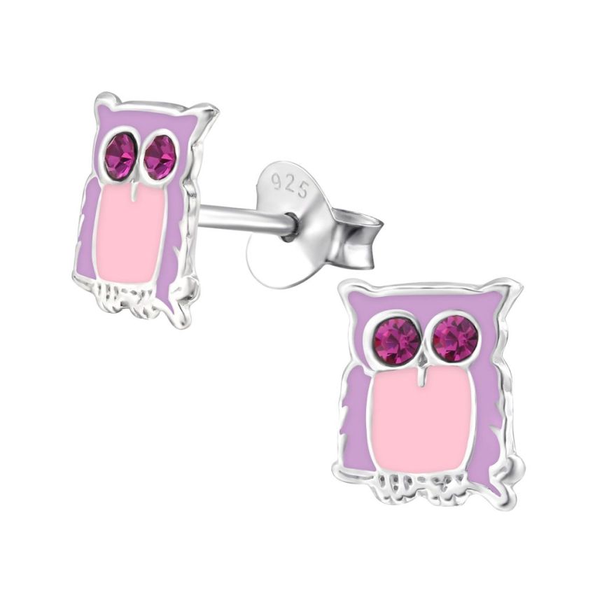 Childrens Sterling Silver Owl Earrings