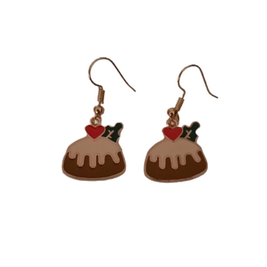 Christmas Pudding Dangly Earrings