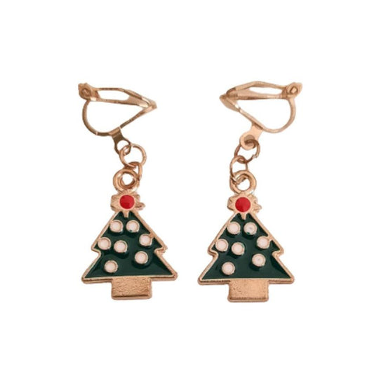 Christmas Tree Clip On Earrings