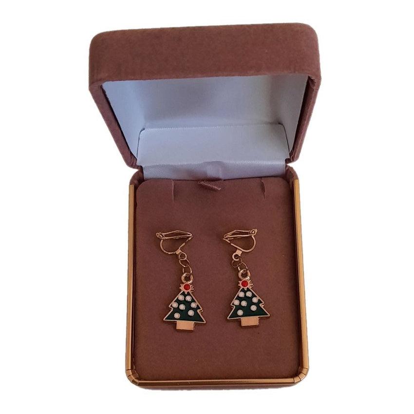 Christmas Tree Clip On Earrings