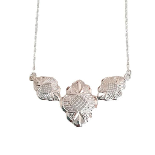 Chunky Flower Design Silver Necklet