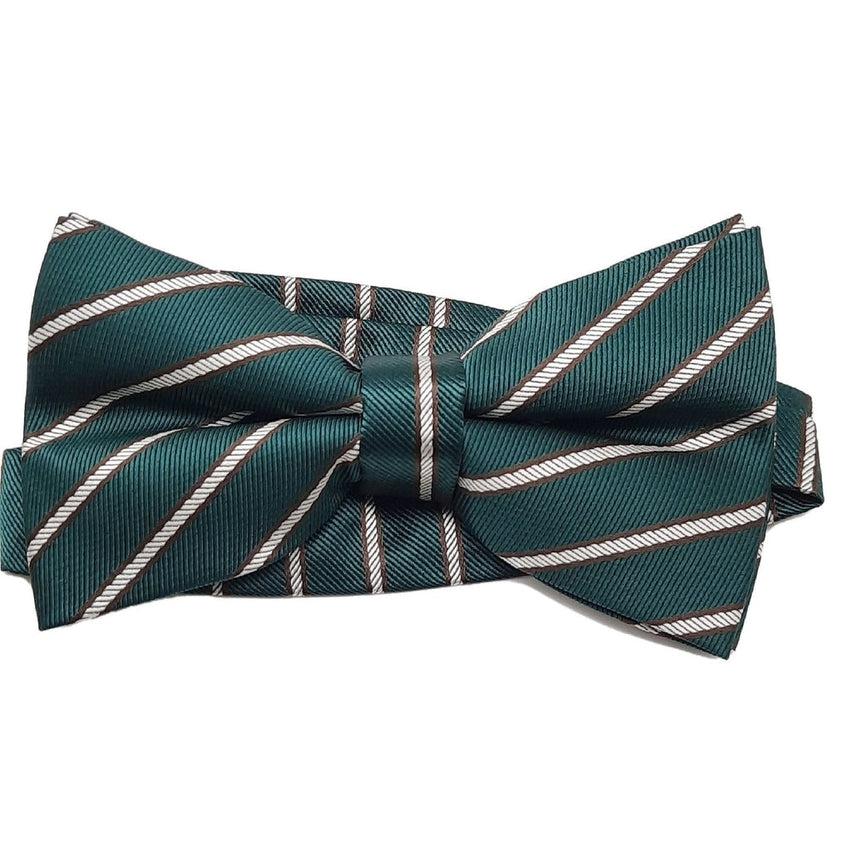 Classic Emerald Green Bow Tie With White Stripes