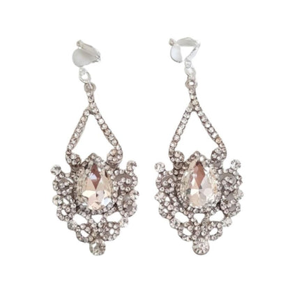 Clear Chandelier Diamante Clip On Earrings