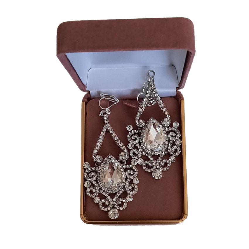 Clear Chandelier Diamante Clip On Earrings