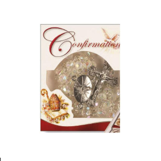 Clear Confirmation Rosary Beads in Gift Packaging