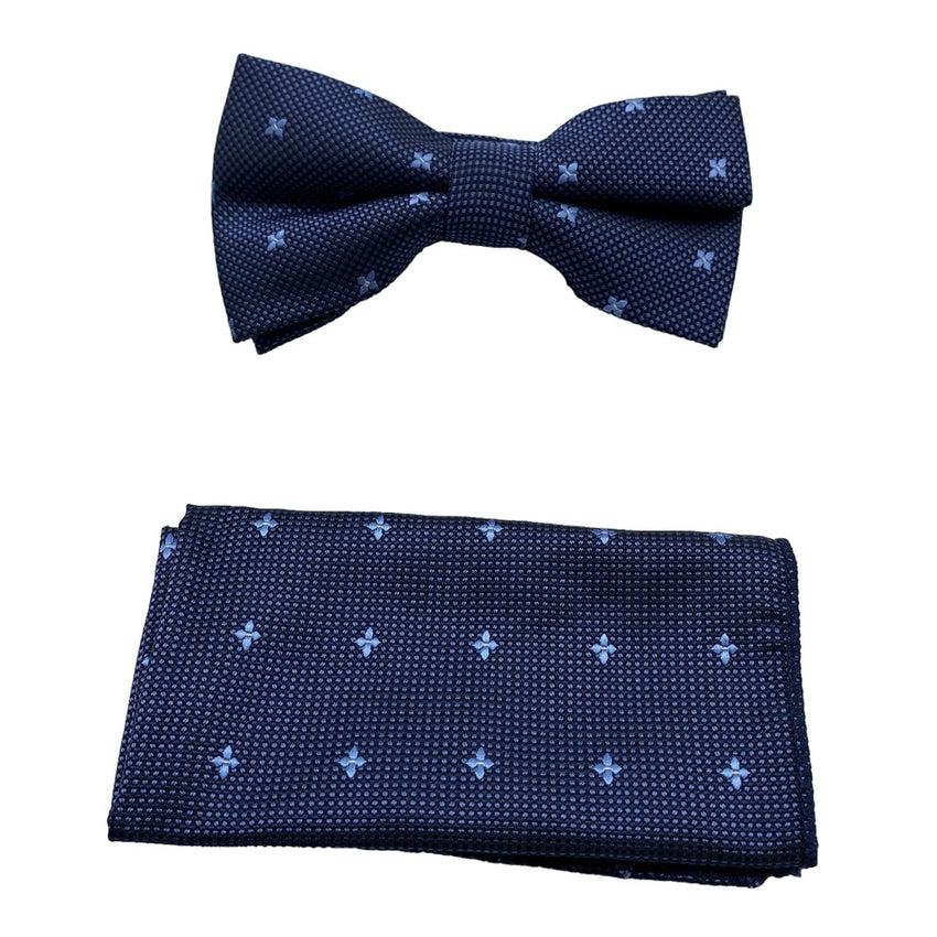 Colour Co Ordinating Blue Hanky And Bow Tie Set