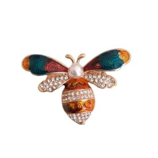 Coloured Crystal Bee Brooch