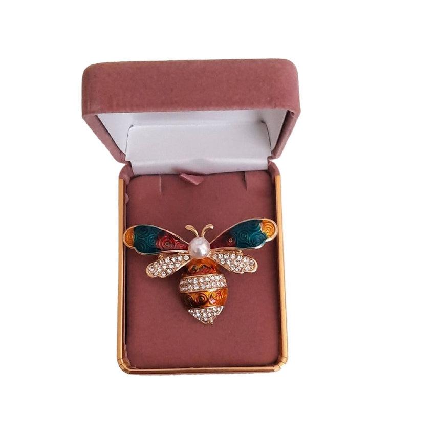 Coloured Crystal Bee Brooch