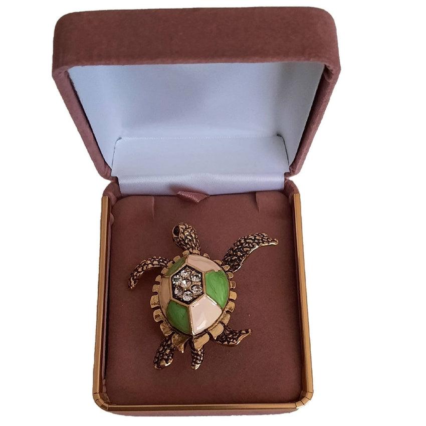 Coloured Enamel Turtle Brooch