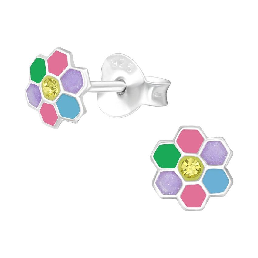Colourful Flower Sterling Silver Earrings
