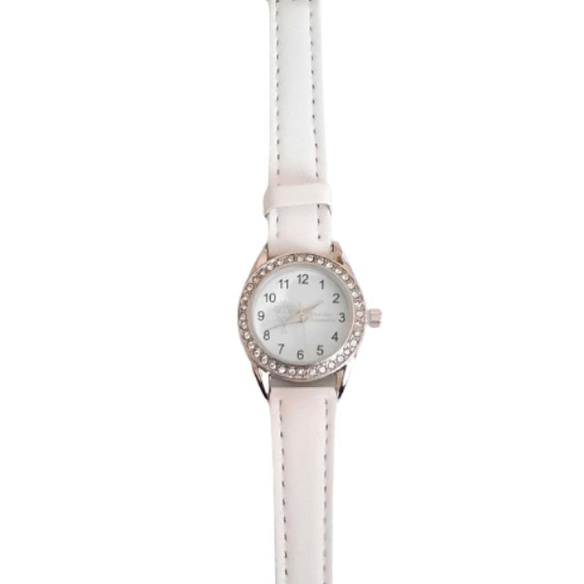 Communion Watch With a Diamante Face on a White Strap