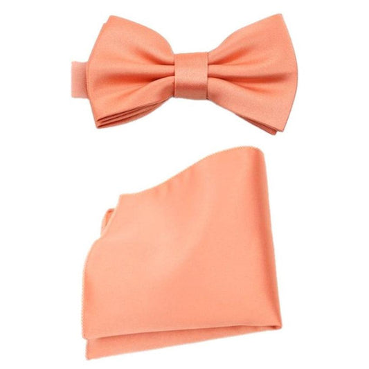 Coral Orange Boys Dicky Bow And Hanky Set