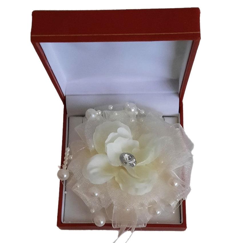 Cream Colour Flower With a Diamante Centre Wrist Corsage