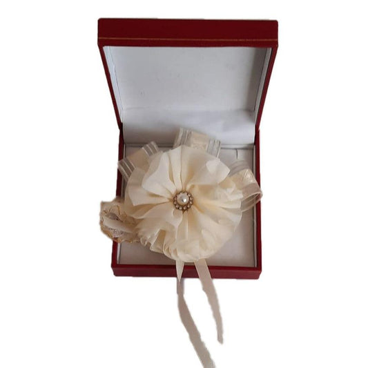 Cream Ribbon And Flower Wrist Corsage