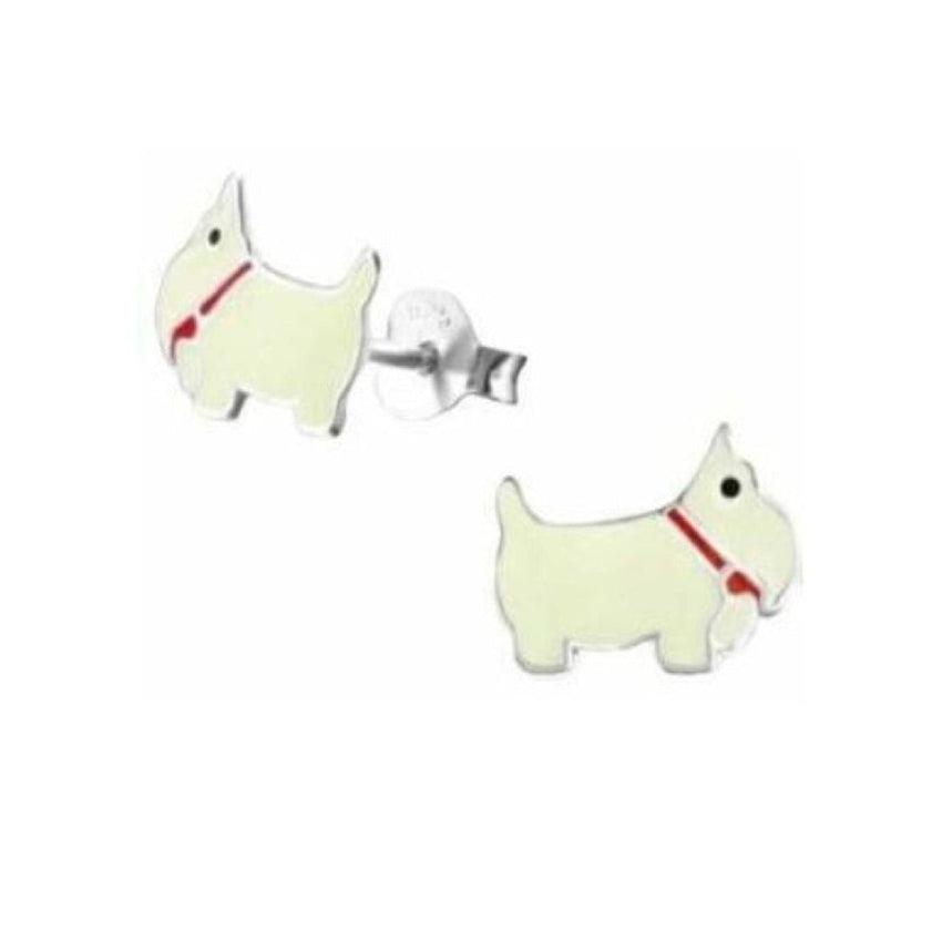 Cream Terrier Dog Sterling Silver Earrings