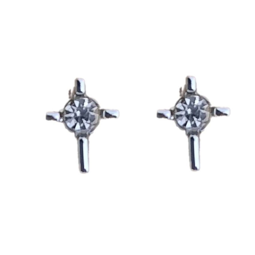 Cross Magnetic Earrings With A CZ Centre Stone