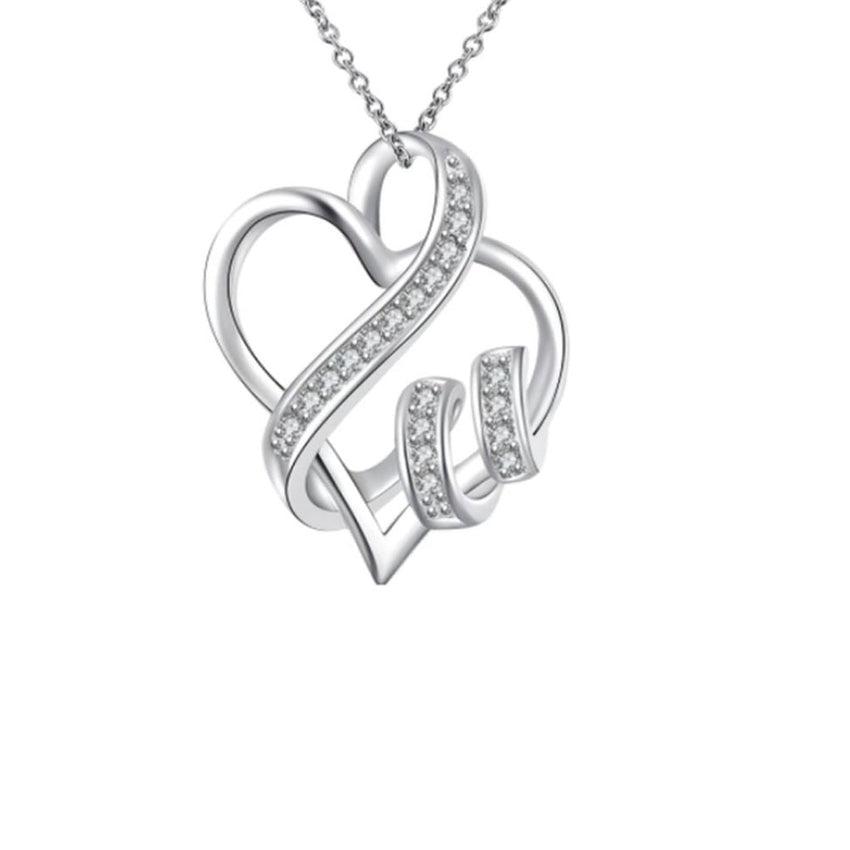 Cross Over Centre Silver Heart Pendant
