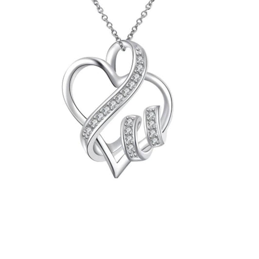 Cross Over Centre Silver Heart Pendant